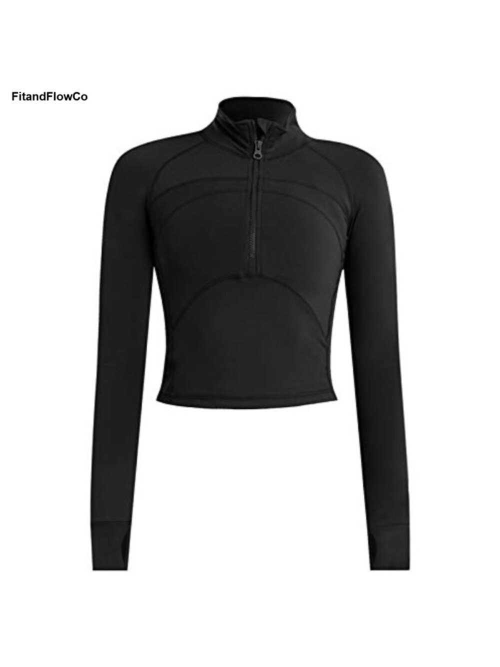Women's Athletic Half Zip Pullover Crop Top Quarter Zip Workout Yoga Running